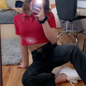 Red polo crop top❤️‍🔥